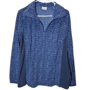 Columbia Navy and White Patterned Fleece Quarter Zip Pullover Size XL